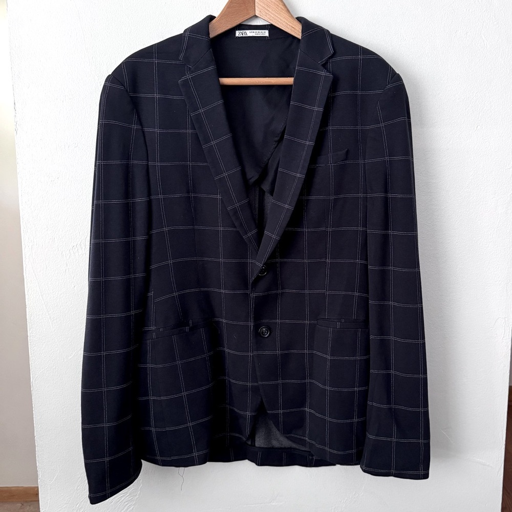 Zara womans blue plaid blazer Size 38